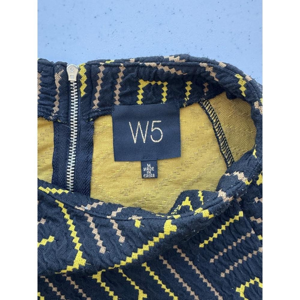 Women's Herringbone Mod Blouse Textured Knit Anthropologie Black Yellow Size M - Picture 3 of 9